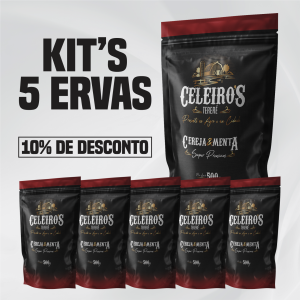 Kit Erva Mate - 5 Cereja e Menta - Celeiro's